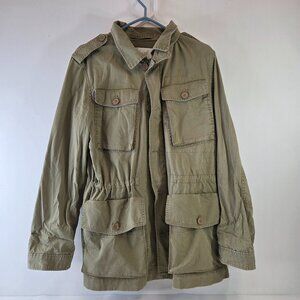 J. Crew Army Green Hooded Utility Jacket Womens XL Safari Cargo Military Coat